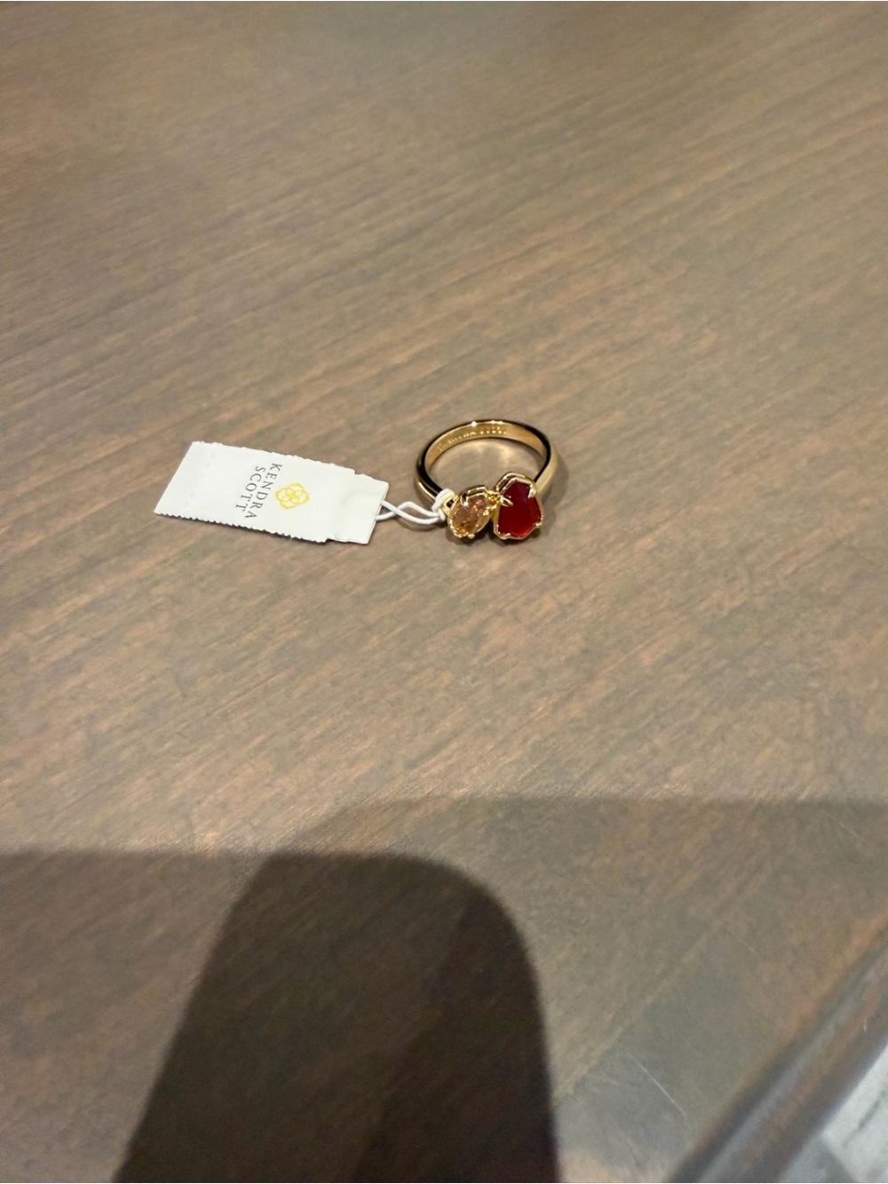 Kendra Scott NWT Gold Alexandria Cocktail Ring with Red and Gold Stones - size 8